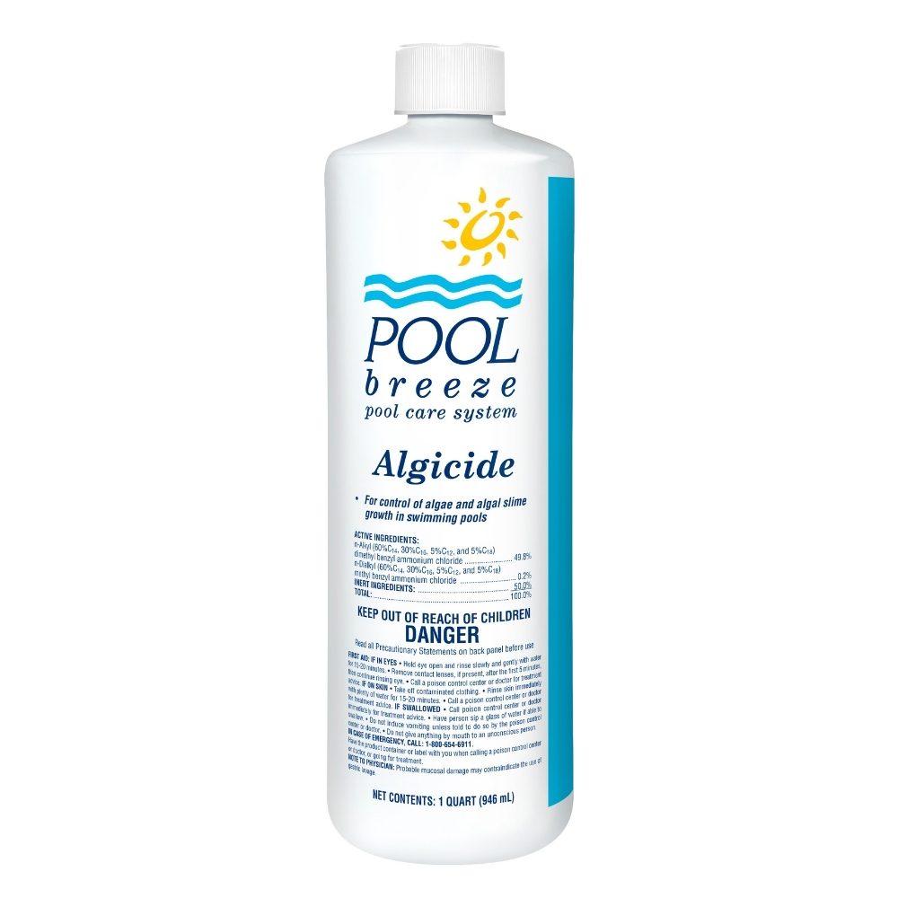 Pool Breeze Algaecide bottle for preventing and controlling algae growth in swimming pools